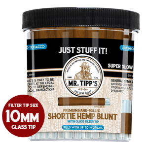 Hemp Blunt Tubes "Shortie" with Glass Filter - 42 Count Pack - 10mm Two-poke Tip