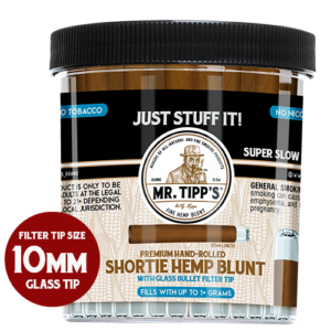 Hemp Blunt Tubes "Shortie" with 10mm Glass Bullet Filter Tip - 42 Count Pack