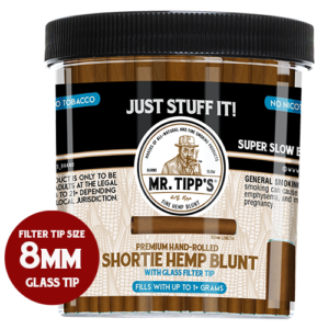 Mr. Tipp's Hemp Blunt "Shortie" with Glass Filter Tip - 60 Count Jar
