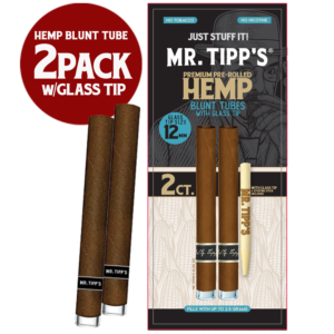Mr. Tipp’s All-Natural Pre-Rolled Hemp Blunts with Glass Tips - 2 count Zipper Pouch Pack