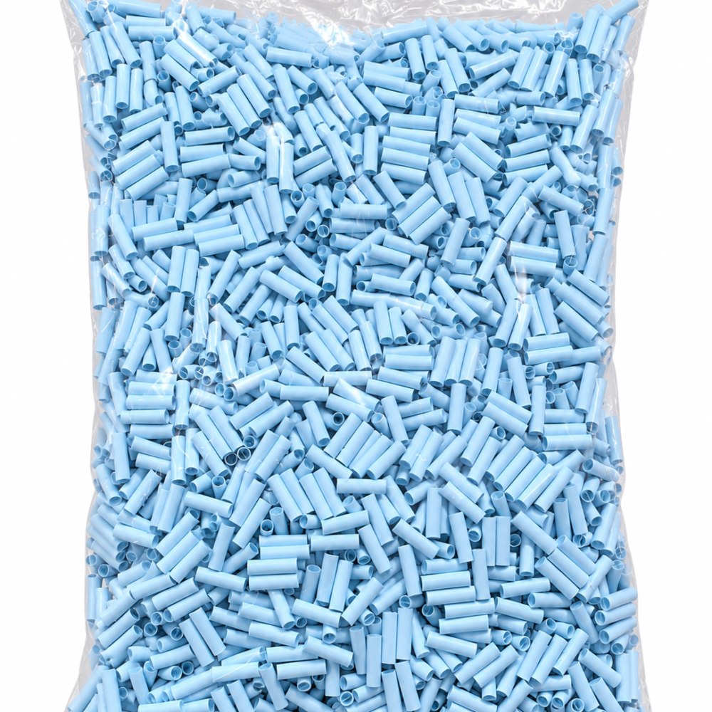 Bulk bag of 1,000 6mm baby blue paper crutch filter tips 6mmx20mm